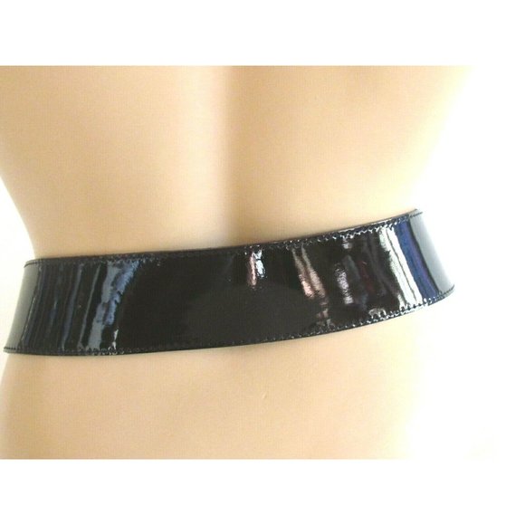Michael Kors Collection Black Patent Leather Gold Tone Buckle Designer Belt Med main image 7